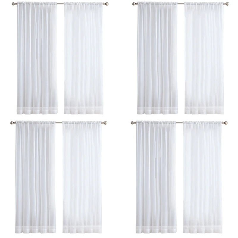 

Promotion! 8Pcs Super Soft Great Hand Feeling White Tulle Curtains For Living Room Decoration Modern Veil Chiffon Solid Sheer Vo