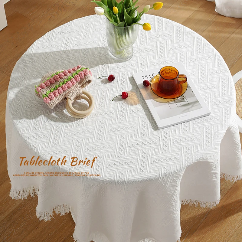 

Ins style cotton linen French tablecloth small round table tea table cloth