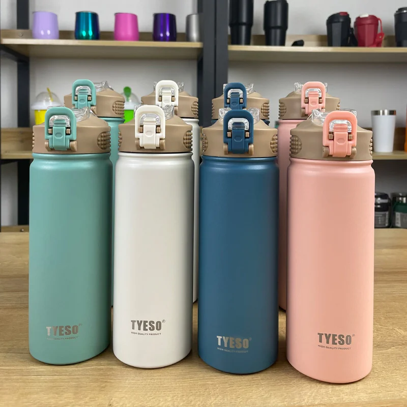 

530ml 750ml Hot Water Bottle Thermos Flask Travel Mug Thermal Cup Termos Tyeso Mugs Coffee Cups Tumbler With Straw Beer Thermo