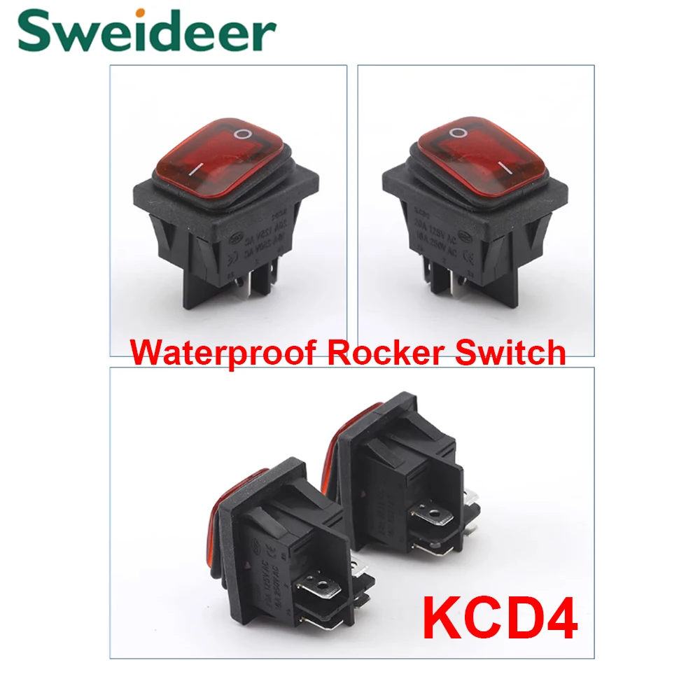 Водонепроницаемый кулисный переключатель RL2 KCD4 с 2 позициями, красный, зеленый, 4 контакта ВКЛ./ВЫКЛ., высокоточный фотопереключатель, 6/10/15/20/В переменного тока, кнопки