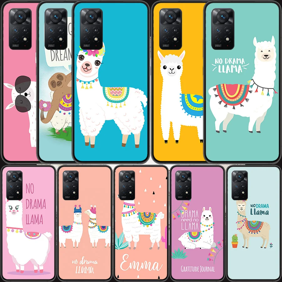 

Cartoon Llama Phone Case For Xiaomi Redmi Note 11 Pro 11E 11S 4G 11T 10 10S 9 9S 9T 5G 8 8T 7 6 5 4 4X Cover Shell Coque