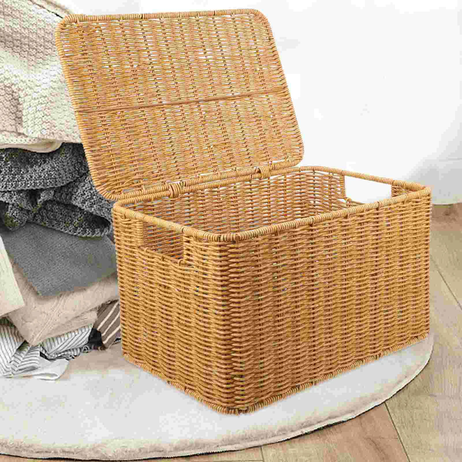 

Basket Storage Lid Baskets Toy Woven Bin Shelf Wicker Box Seagrass Laundry Bins Lidded Organizer Decorative Lids Clothes