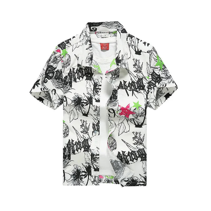 

Hawaiian Shirts Surf Short Sleeve Beach Shirt Men Summer Fashion Palm Tree banana Print Tropical camisa masculina Party Holiday