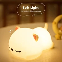 little cat led night lamp touch sensor silicone light colorful child holiday gift sleepping cute bedroom desktop decor lamp