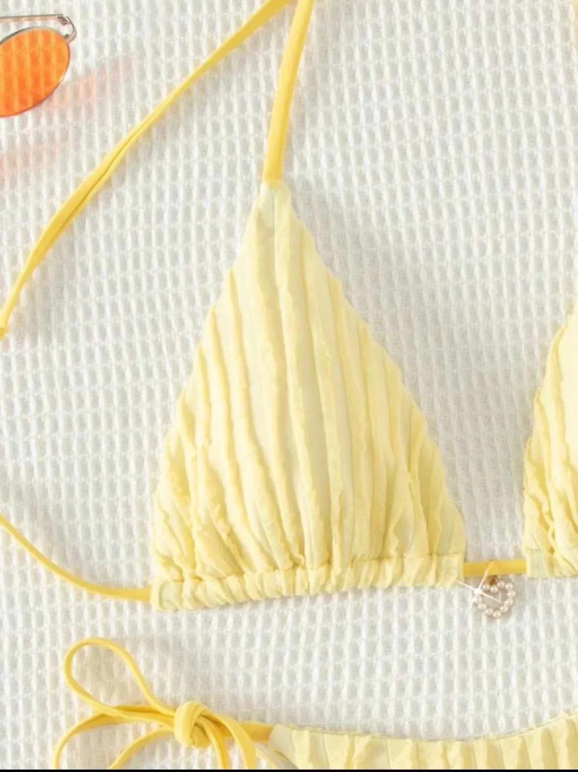 Женский желтый микро мини-стринги комплекты бикини из двух частей галстук лямка