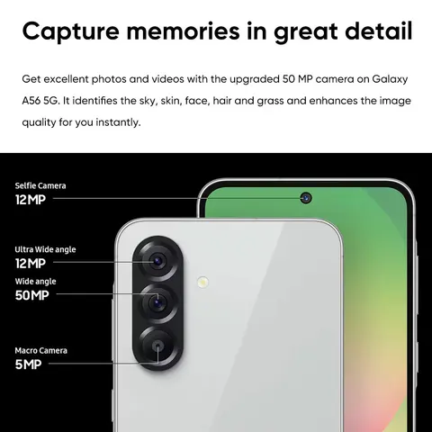 Глобальная версия смартфона Samsung Galaxy A56 5G, процессор Exynos 1580, 6.7-дюймовый дисплей Super AMOLED с частотой 120 Гц, камера 50 МП, аккумулятор 5000 мАч, защита IP67