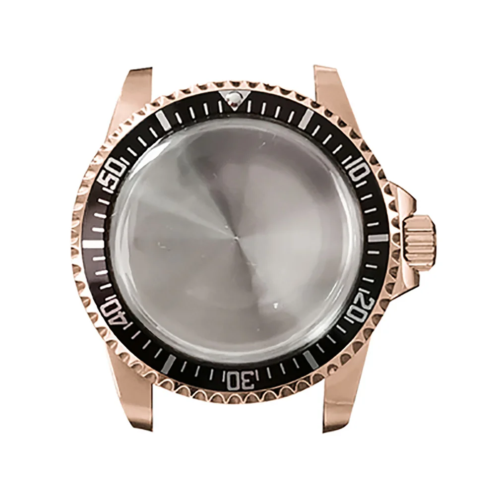 39.5MM Copper-Plated Stainless Steel Retro Case Bidirectional Bezel Bubble Mirror Case for NH35 NH36 Movement 28.5mm Dial