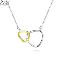 luxury solid 925 sterling silver pendants for women double heart necklace clavicle chain simplenew fashion fine jewelry trends