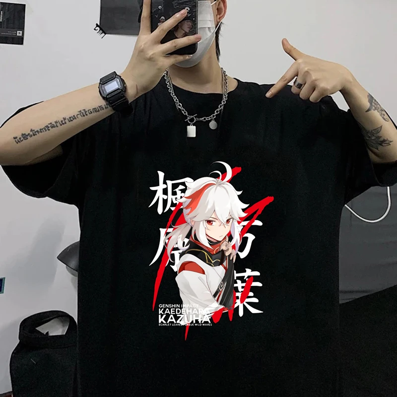 

Game Genshin Impact Xiao T Shirt Men Anime Hu Tao Kaedehara Kazuha T-shirt Cute Zhong Li Ke Qing Tshirt Graphic Top Tees Male
