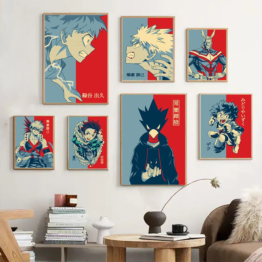 

Japanese Anime My Hero Academia Abstract Images Canvas Painting Printable Demon Slayer Background Wall Art Bedroom Home Decor