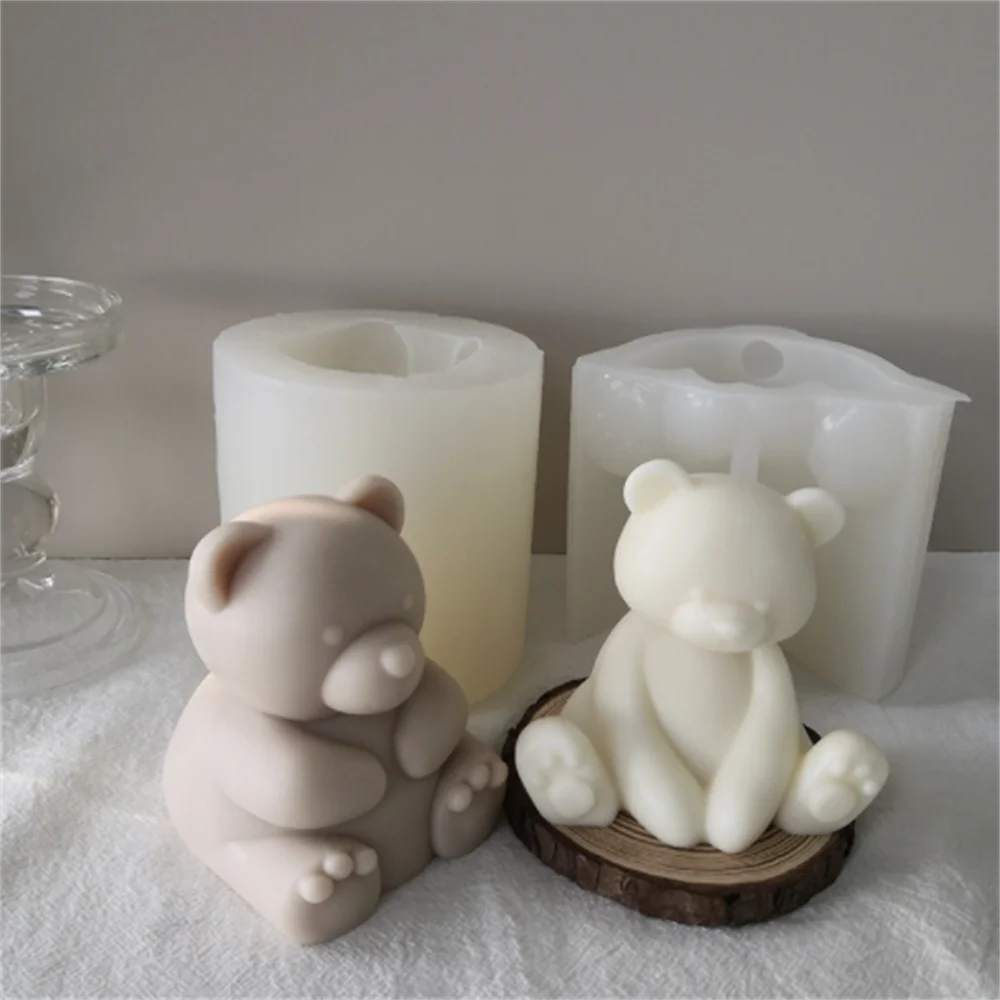 

3D Cute Sitting Bear Silicone Candle Mold DIY Aromatherapy Soap Plaster Making Mould Fondant Chocolate Cake Tools Ornaments