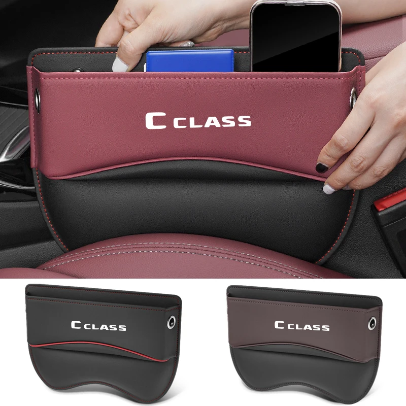 

Car Seat Storage Box Car Seat Gap Organizer Seat Side Bag Reserved Charging Cable Hole Car Accessories For Mercede Benz C CLASS