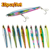 10pcsset 105mm 30g minnow pencil sea bass fishing lures 2022 japan tackle sinking swimbait ice fish whopper plopper pesca lot