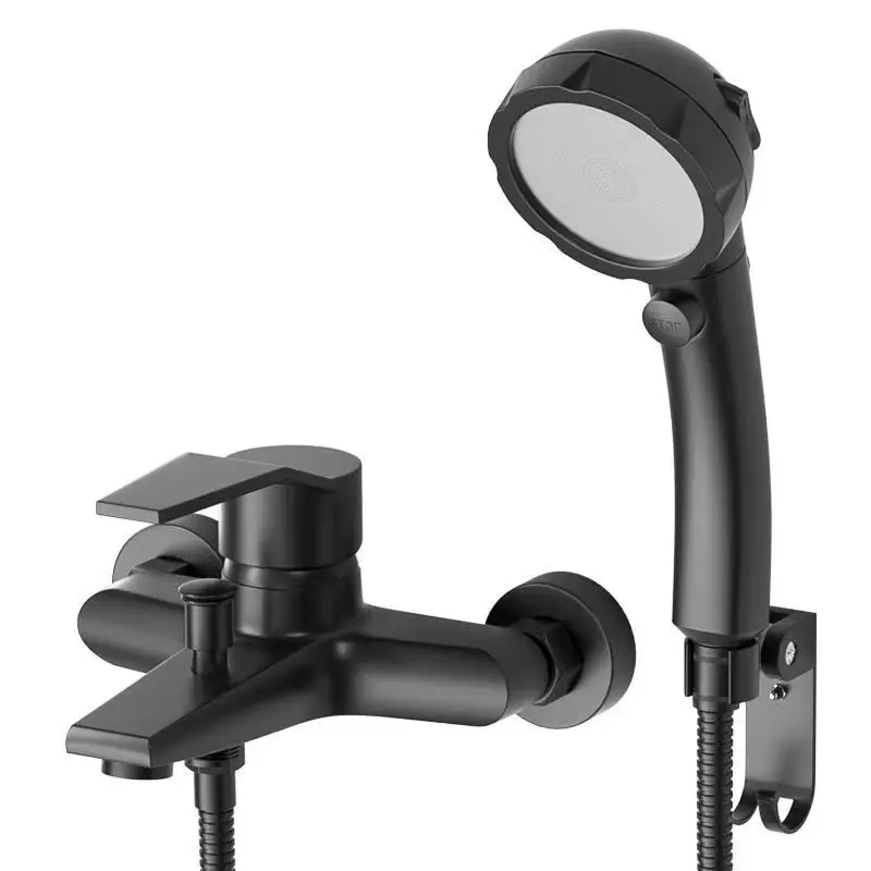 Настенный медный смеситель для горячей и холодной ванны насадка душа черная