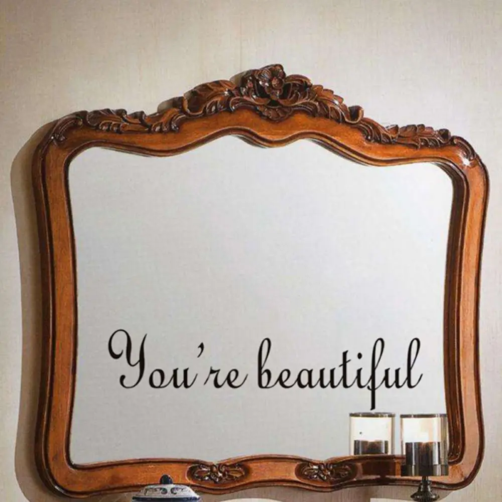 

Vinyl Decal You‘re Beautiful Mirror Stickers Decor Wall Stickers Decals DIY Bathroom Wall Decor Home Decoration Accessories