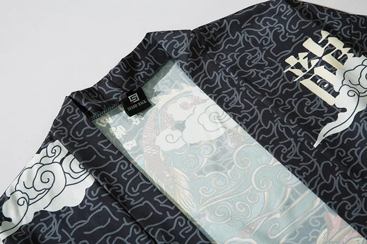 Пляжное кимоно для мужчин и женщин хаори Оби кардиган с принтом дракона уличная