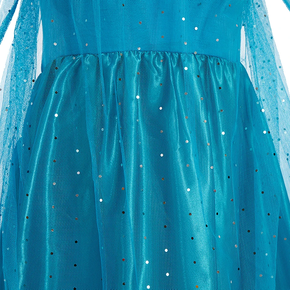 Платье Эльзы для девочек костюм на Хэллоуин длинная юбка принцессы косплея