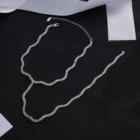 fashion wild crystal rhinestone choker necklace for women bling adjustable snake chain long tassel pandent wedding jewelry gift