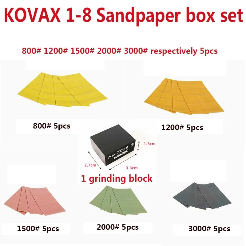 

Япония KOVAX Tolect, набор из 25 предметов для полировальной наждачной бумаги, 1 открытый, 8 клейких точек, полировальный песок, с шлифовальными блоками, предоставлена