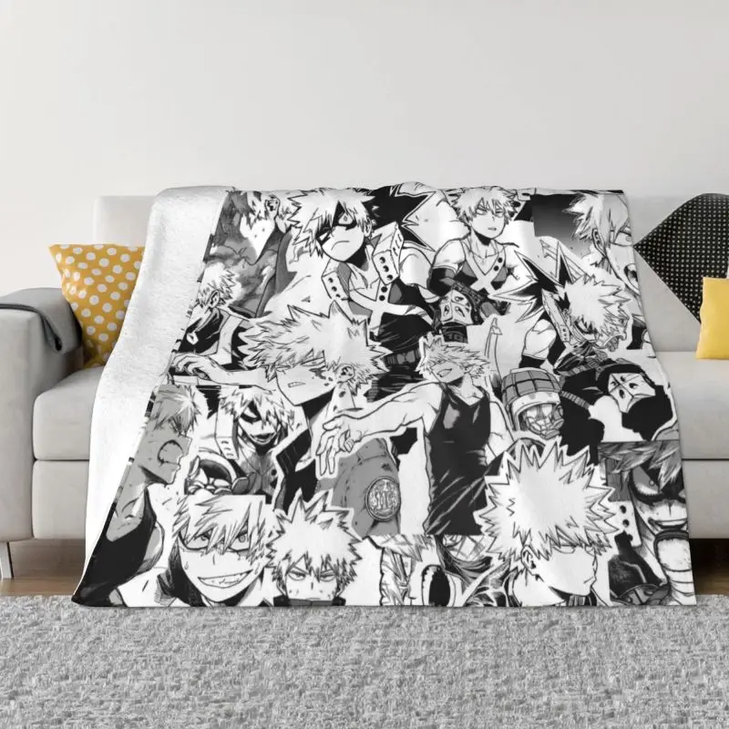 

Katsuki Bakugo Anime Sofa Fleece Throw Blanket Warm Flannel Manga Boku No Hero Academia Blankets for Bed Car Couch Bedspreads