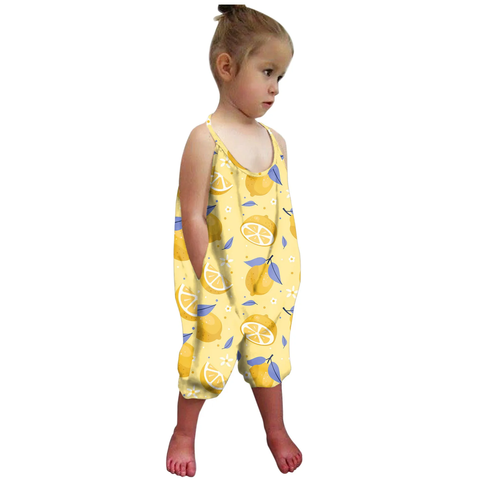 

Toddler Girl Baby Kid Jumpsuit Lemon Orange Fruit Strap Romper Outfits Clothing Sets For Children Girl Clothes Children'S Top