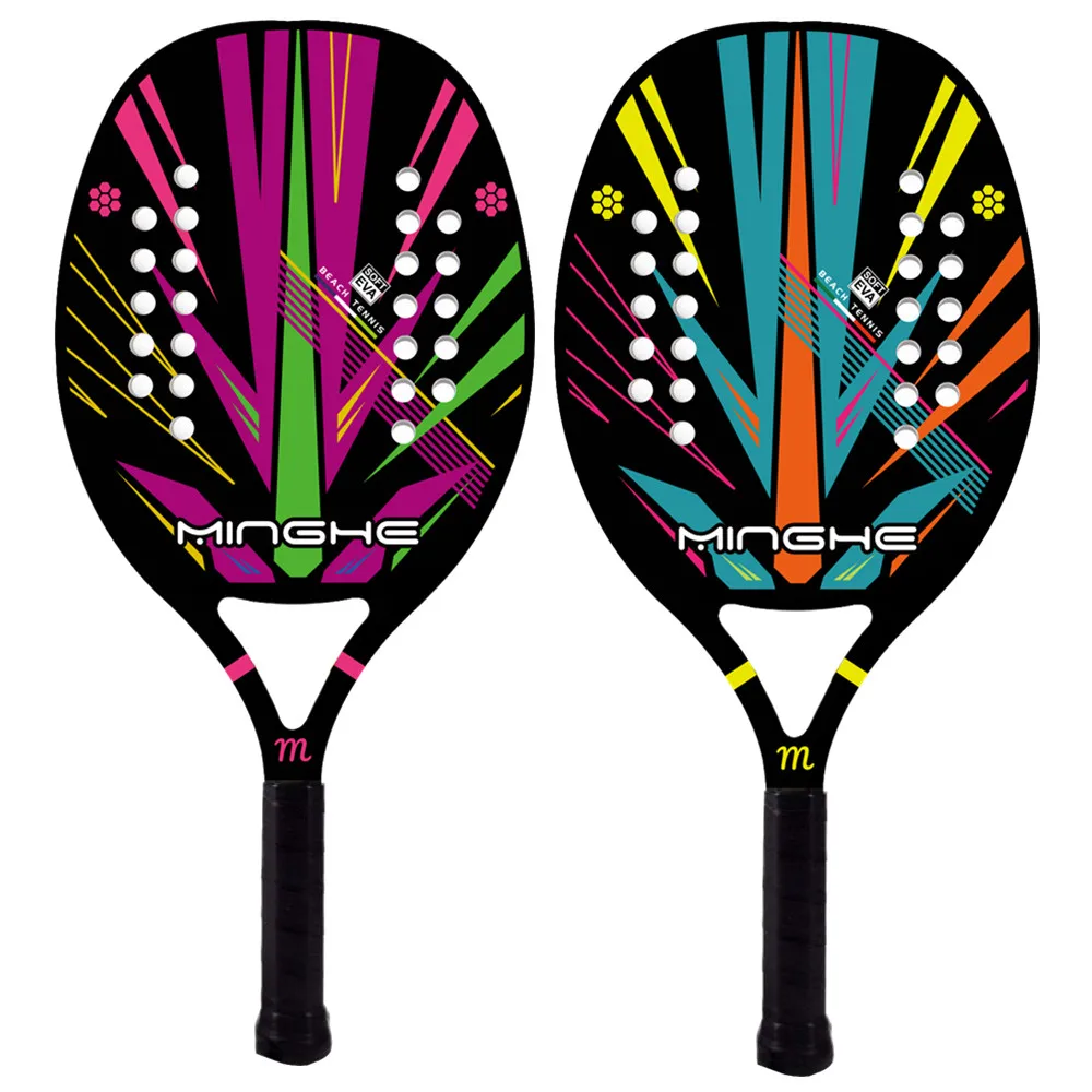 MINGHE's latest multi-color beach tennis racket, carbon fiber EVA foam core lightweight tennis racket