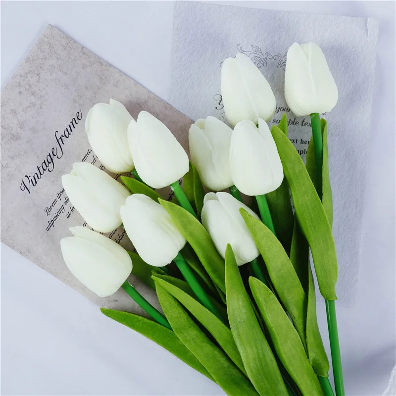 

5pcs Tulip Artificial Flower Real Touch Artificial Bouquet Fake Flower for Wedding Decoration Flowers Home Decoration Supplies