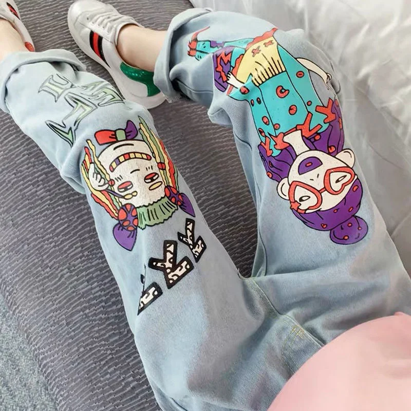 

Штаны для девочек 2-13 лет, с мультяшным принтом, эластичная талия, штаны для подростков, одежда для девочек, Новые повседневные брюки для дево...