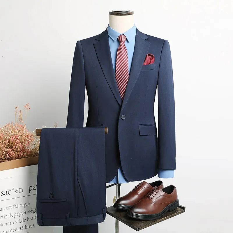 

Пиджак и брюки, комплект из 2 предметов, модная новинка 2024, мужское повседневное эксклюзивное деловое платье, костюм для жениха на свадьбу, пиджак, брюки
