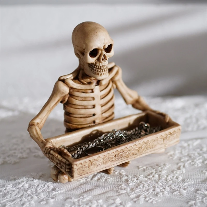 

Skeleton Holding Slot Storage Tray Skeleton Holder Halloween-Ghost Festival Decoration Spooky Storage Container Ornament