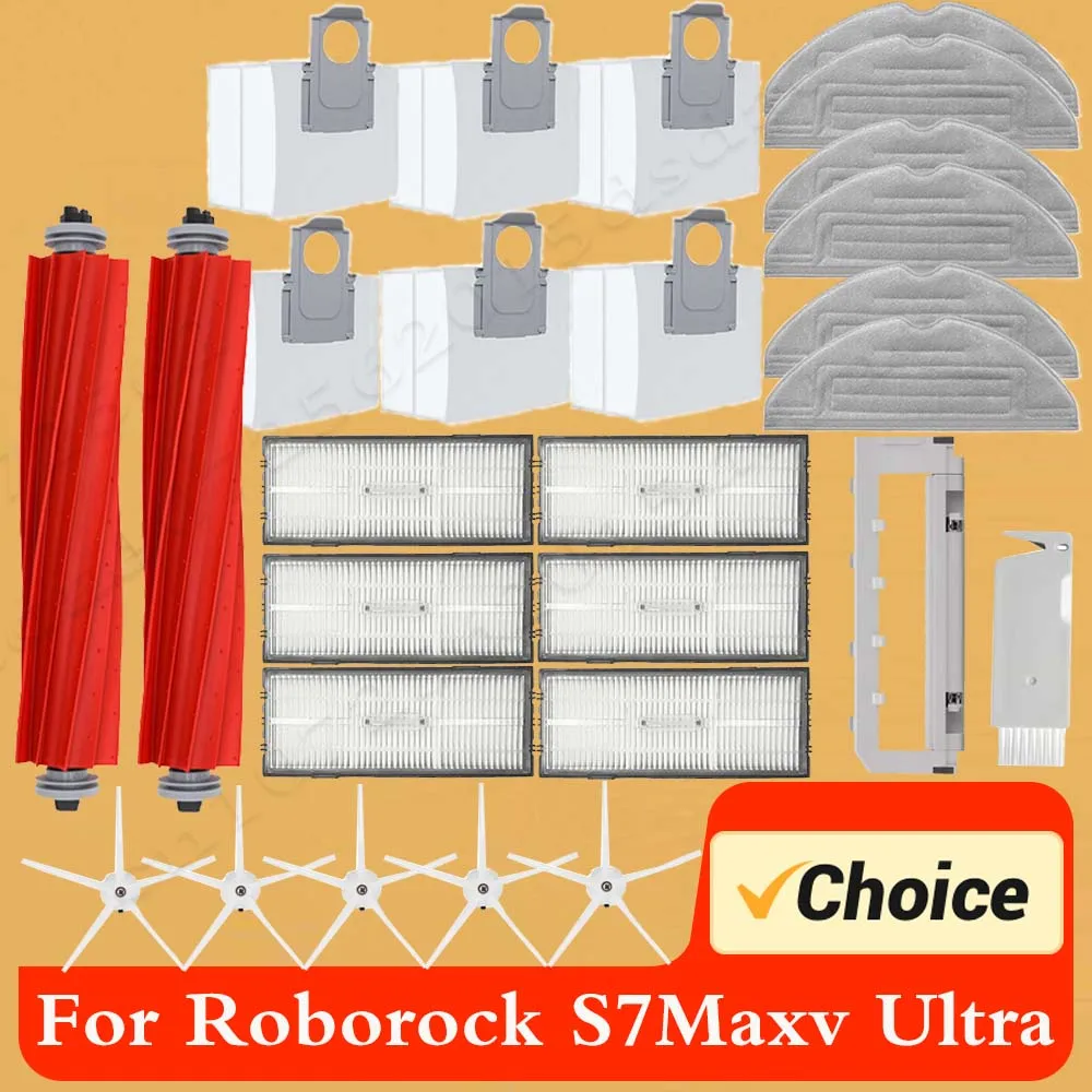 

For Roborock S7 MaxV Ultra Accessories S7 MaxV Plus Main Side Brush Hepa Filter Dust Bag Mop Robot S7 Roborock Home Appliance
