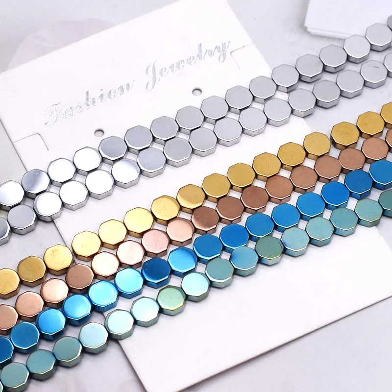 

6mm 8mm Natural Stone Hematite Beads Octagon Shape Loose Spacer Beads For Jewelry Making Bracelet Retention Color