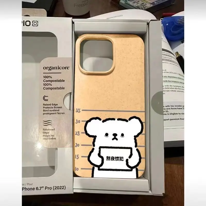 Противоударный чехол с мультяшным медведем для iphone 15 pro max 14 plus 13 11 12 защитная