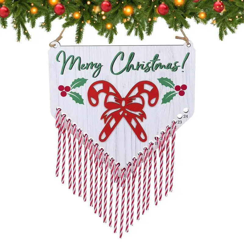 

Candy Cane Countdown Board 24pcs Candy Cane With Wood Countdown Board For Christmas Decorative Christmas Advent Calendar