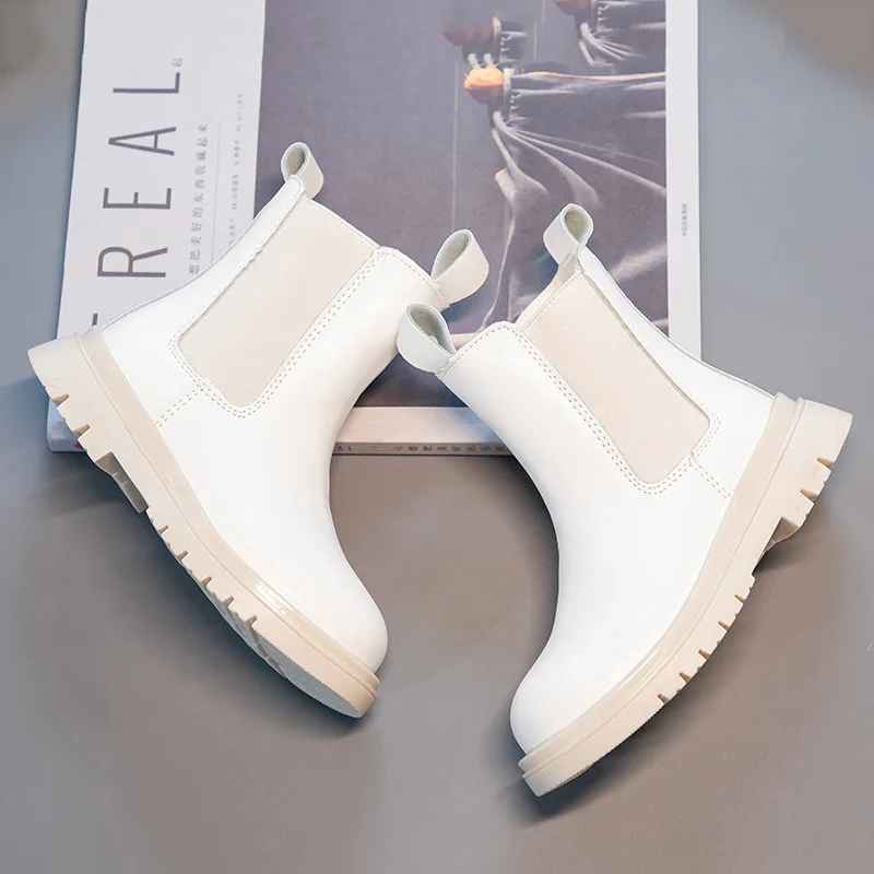 

Children's Shoes New Girls PU Leather Short Boots Fashion Princess Girls Non-Slip Kids Shoes Warm Feet Snow Boots
