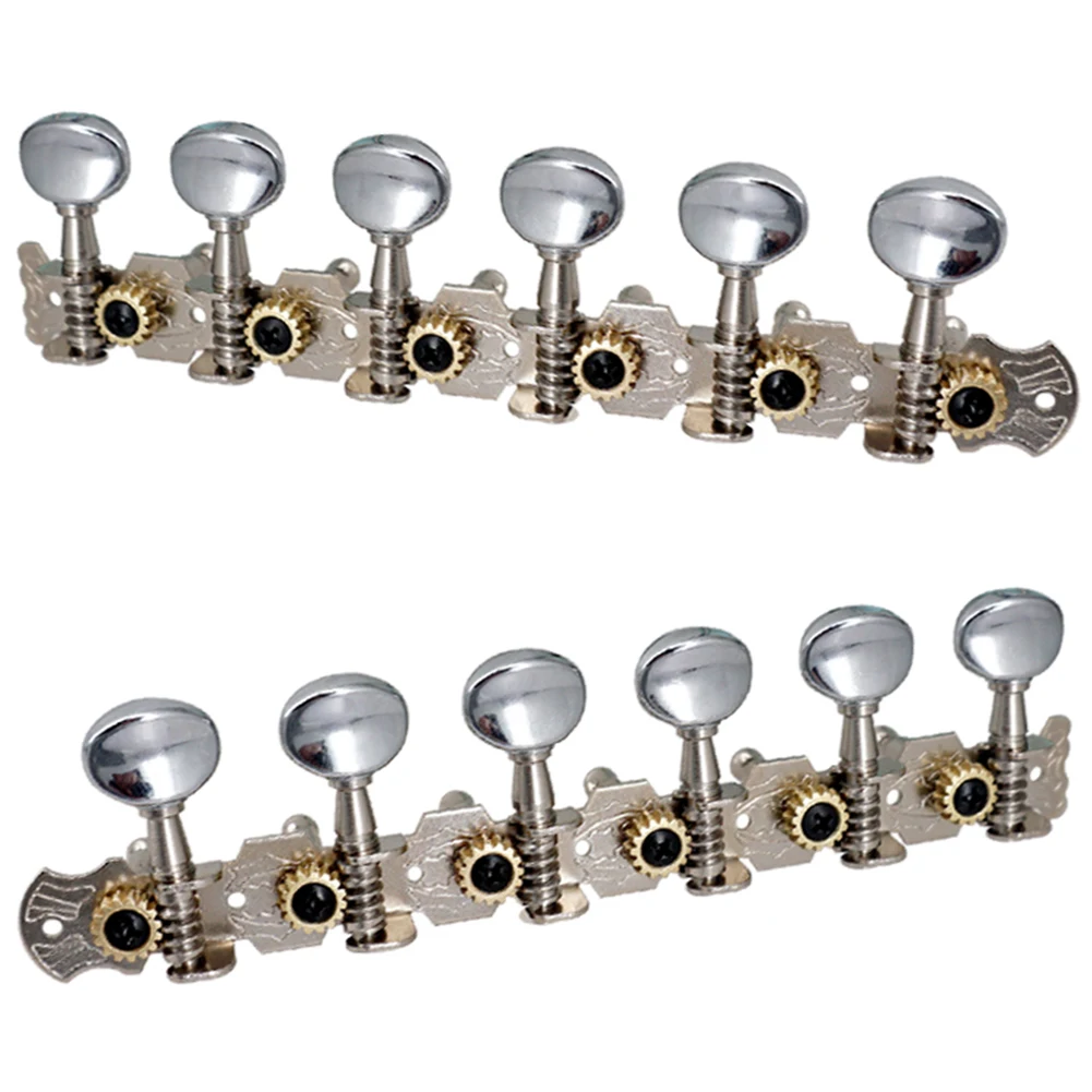 12-String Acoustic Guitar Tuning Pegs Tuners Key 6L 6R Round Machine Heads Parts Universal Machine Heads For 12 String Guitars