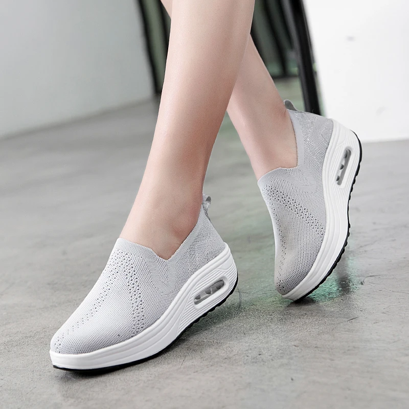 

2021 Summer Toning Shoes For Women Fitness Walking Slimming Jogging Sneakers Wedge Platform Swing Shoes