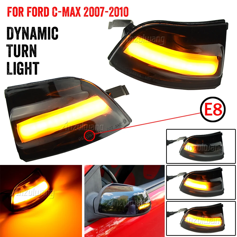 

2pcs LED Side Wing Rearview Mirror Indicator Blinker Repeater Dynamic Turn Signal Light For Ford Focus 2 MK2 2004-2008 C-MAX