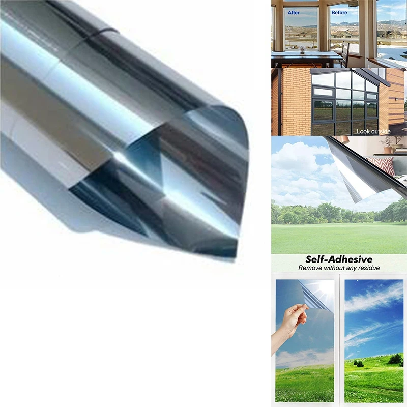 

One-Way Window Mirror Film Anti UV Heat Resistant Temperature Control Reflective Adhesive Film For Window Home