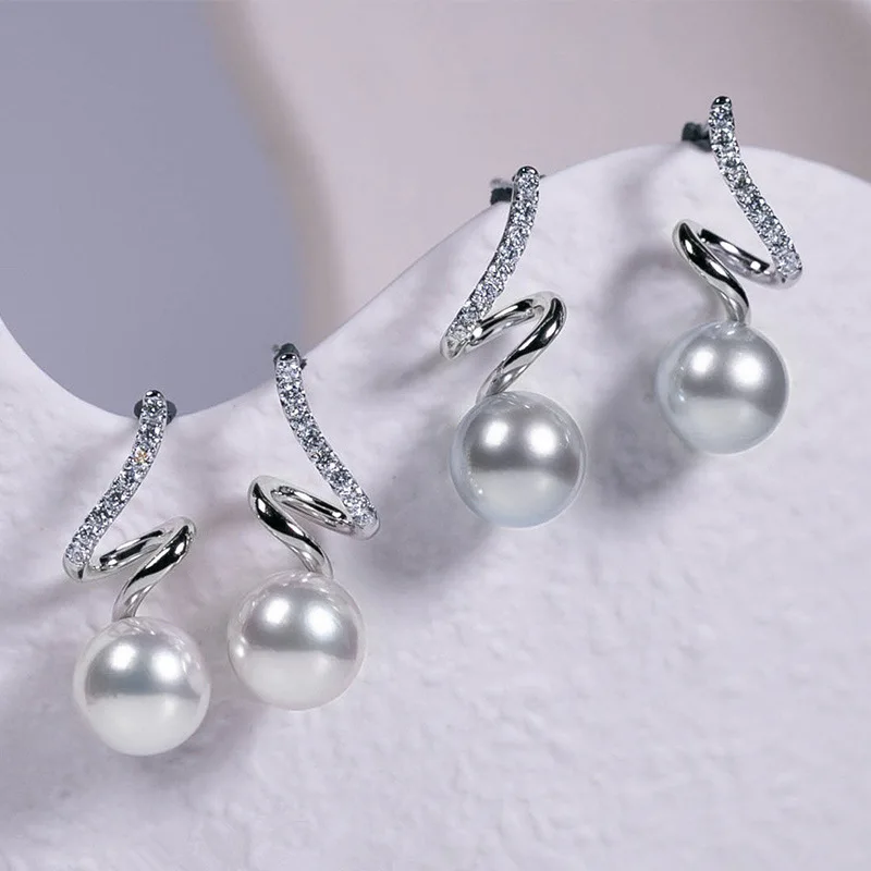 

Fashion Japanese and Korean Style New Earrings Geometric Imitation Pearl Earrings Simple Design Spiral Earrings