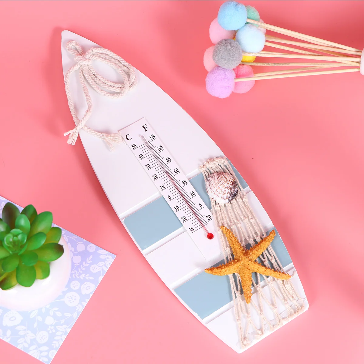 

1pc Hanging Ornament Wall Hanging Decor Mediterranean Style for Home Kindergarten Room (Surfboard Sea Star)