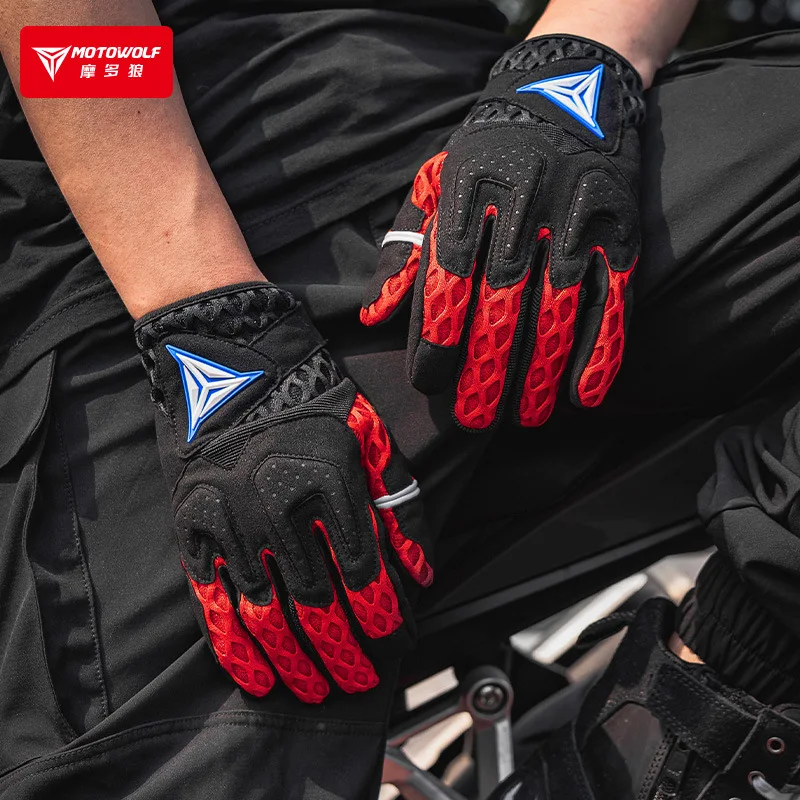 

MOTOWOLF Men's Full Finger Touch Screen Motorcycle Gloves Outdoor Riding Summer Breathable Motocross Gloves Guantes Motociclista