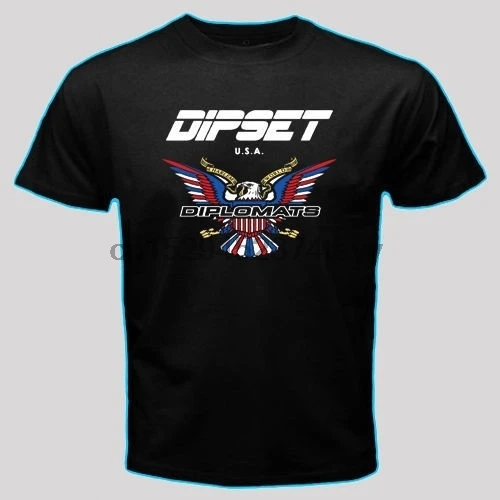 Модная футболка Dipset с логотипом дипломатов Мужская черная |
