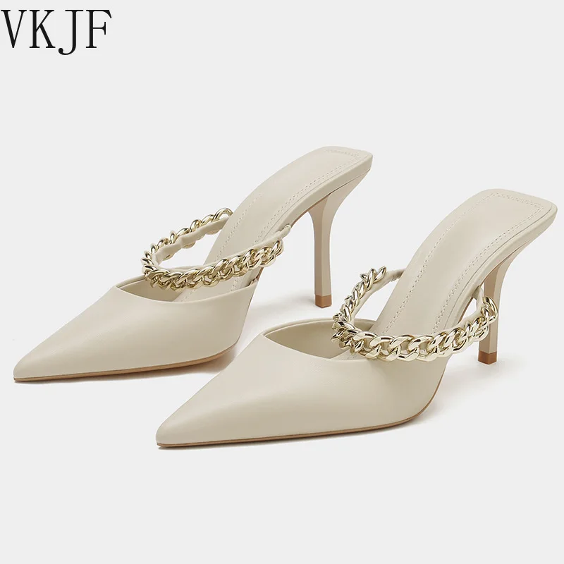 

Design Sense Niche New Pointed Toe Mary Jane Women's Shoes 2022 New Chain High Heels Stiletto Sandals Women's Summer