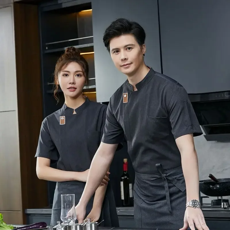 Мужская униформа шеф-повара с длинным рукавом черное пальто дышащая рубашка