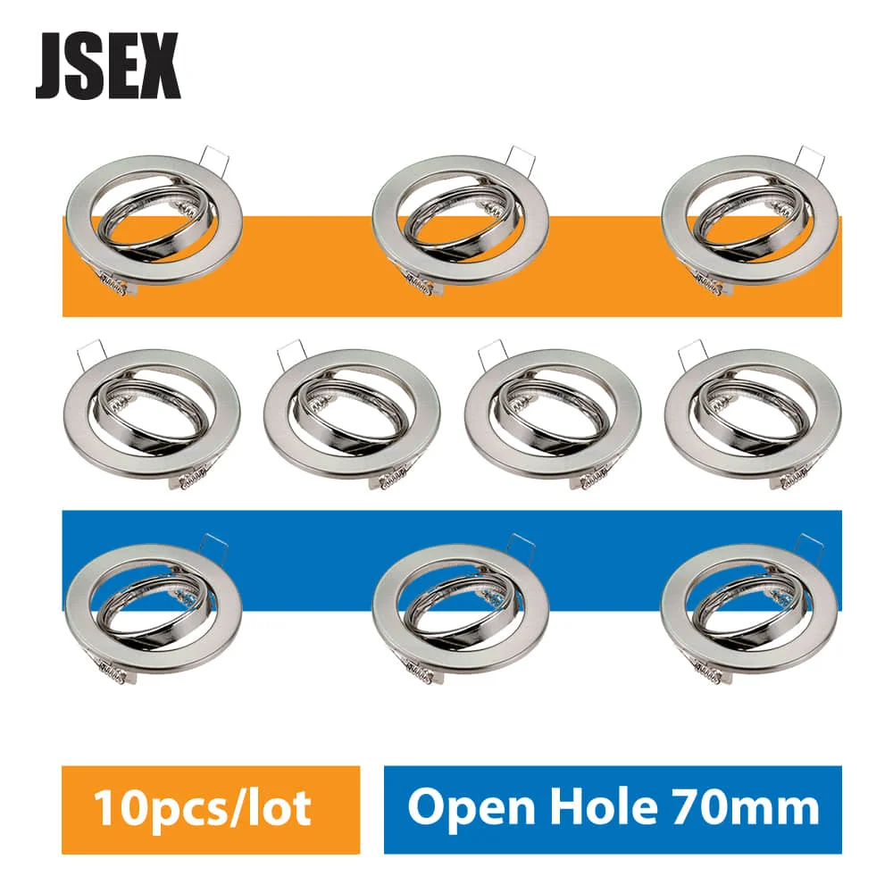 

10PCS Round Adjustable Spotlight Frame Cut-Out 70mm Downlight Recessed Ceiling Light MR16 GU10
