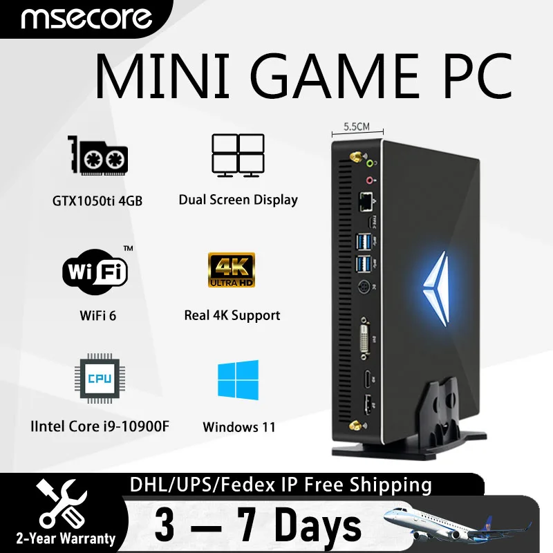 MSECORE MV200 Intel Core i9-10900F GTX1050TI 4G Dedicated Card Game Mini PC Windows 11 Desktop Computer Linux 2*DDR4 NVME SSD 4K