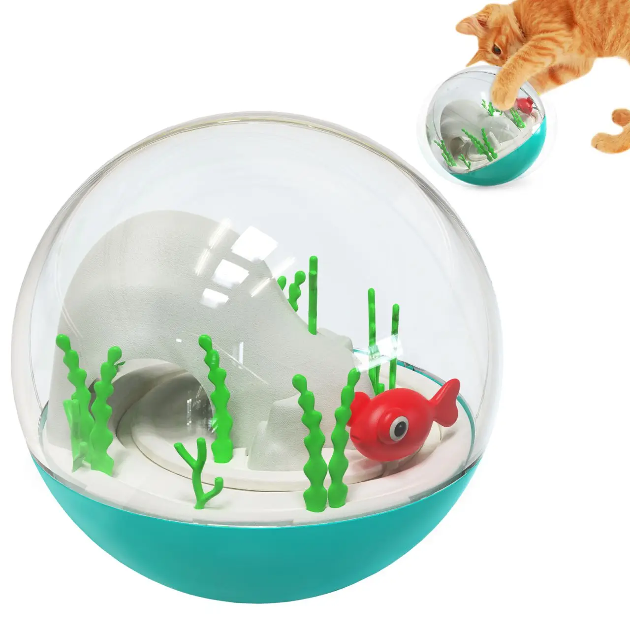 

MEOWS Cat Playing Toys Interactive Tumbler Luxury Round Ocean Ball With Electronic Swimming Fish For Kitty Enjoy By Itself