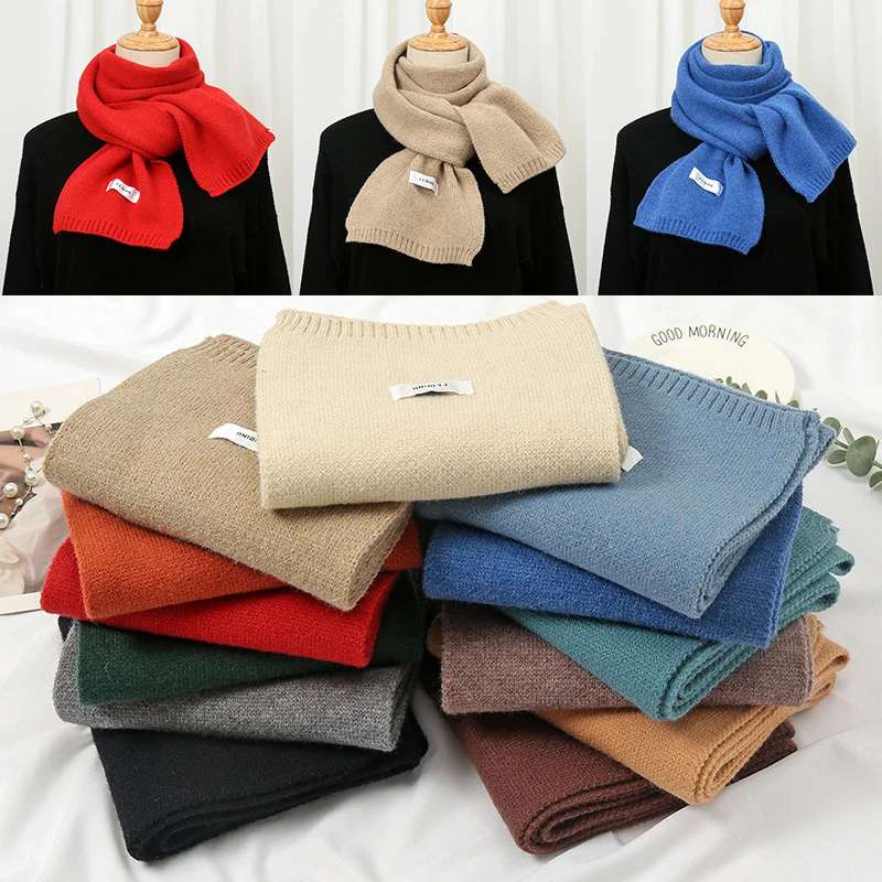 

Осенне-зимний шарф, Длинные вязаные шарфы, плотный шарф, шаль, теплая вязаная шерстяная шаль из пашмины, однотонный шейный платок