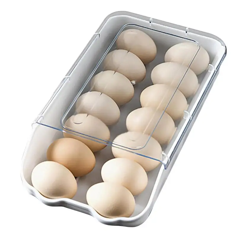 

Автоматический вращающийся поднос для яиц для холодильника, составной контейнер для хранения яиц и органайзер вмещает 14 яиц